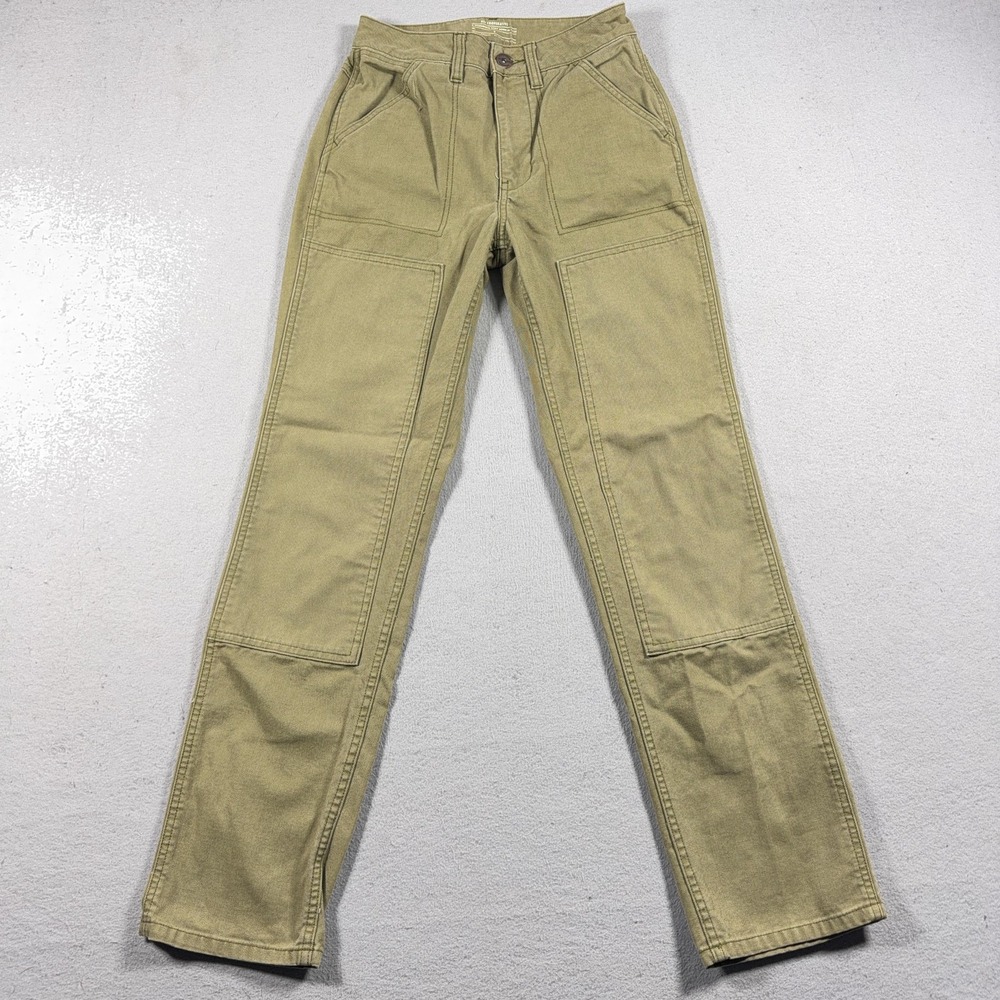 REI Co-op Pants Women 0 Green Canvas Carpenter Workwear Double Knee Outdoors